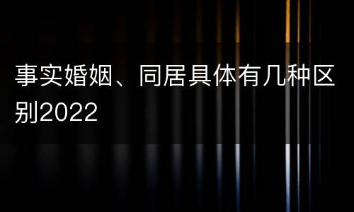 事实婚姻、同居具体有几种区别2022