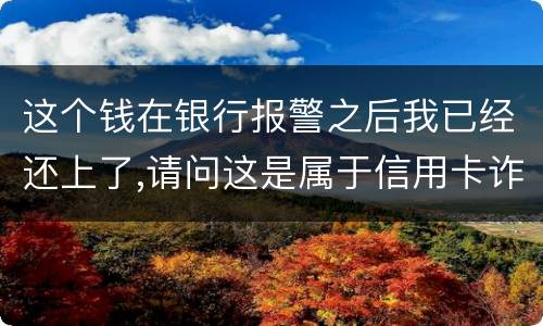 这个钱在银行报警之后我已经还上了,请问这是属于信用卡诈骗吗,会怎么判刑呢