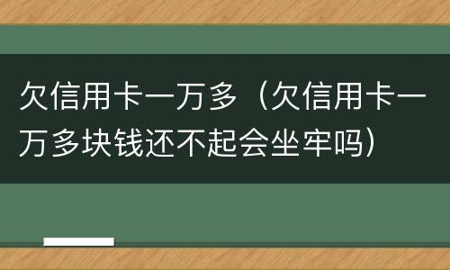 欠信用卡一万多（欠信用卡一万多块钱还不起会坐牢吗）