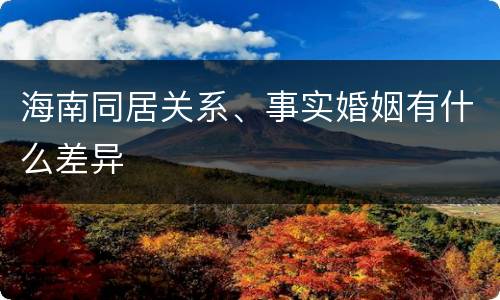 海南同居关系、事实婚姻有什么差异