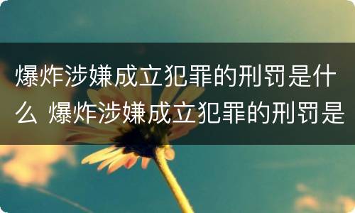 爆炸涉嫌成立犯罪的刑罚是什么 爆炸涉嫌成立犯罪的刑罚是什么意思