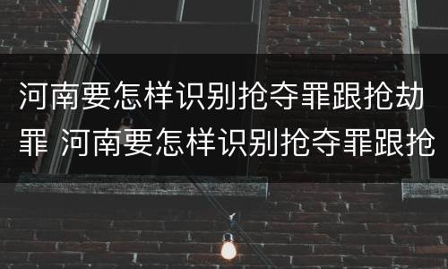 河南要怎样识别抢夺罪跟抢劫罪 河南要怎样识别抢夺罪跟抢劫罪呢