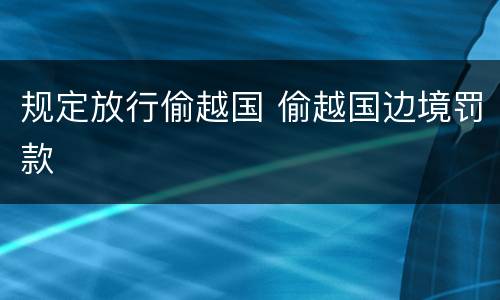 规定放行偷越国 偷越国边境罚款