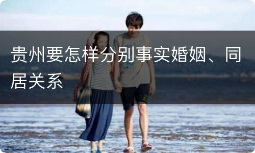 贵州要怎样分别事实婚姻、同居关系