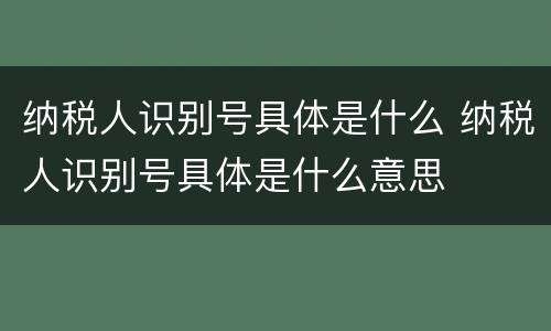 纳税人识别号具体是什么 纳税人识别号具体是什么意思