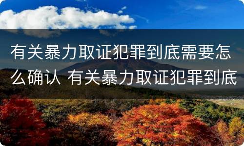 有关暴力取证犯罪到底需要怎么确认 有关暴力取证犯罪到底需要怎么确认呢