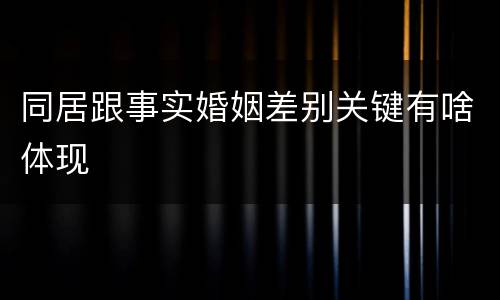 同居跟事实婚姻差别关键有啥体现