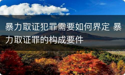 暴力取证犯罪需要如何界定 暴力取证罪的构成要件