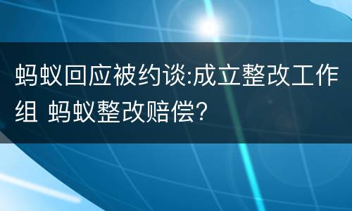 蚂蚁回应被约谈:成立整改工作组 蚂蚁整改赔偿?