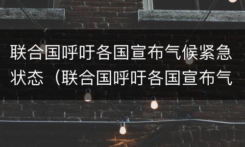 联合国呼吁各国宣布气候紧急状态（联合国呼吁各国宣布气候紧急状态是什么）