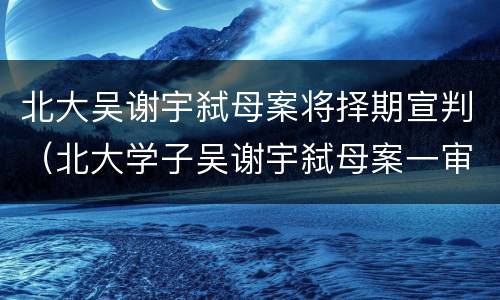 北大吴谢宇弑母案将择期宣判（北大学子吴谢宇弑母案一审宣判）