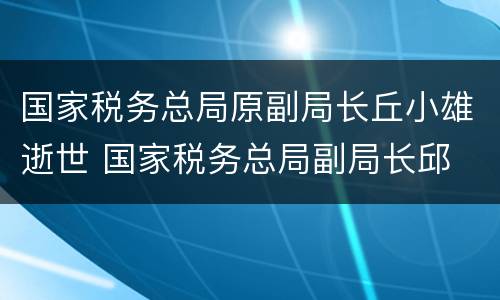 国家税务总局原副局长丘小雄逝世 国家税务总局副局长邱