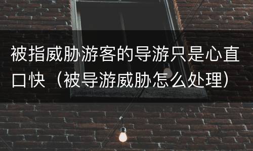 被指威胁游客的导游只是心直口快（被导游威胁怎么处理）