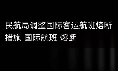 民航局调整国际客运航班熔断措施 国际航班 熔断