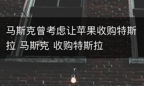 马斯克曾考虑让苹果收购特斯拉 马斯克 收购特斯拉