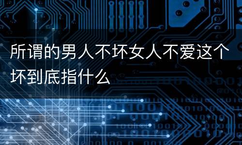 所谓的男人不坏女人不爱这个坏到底指什么