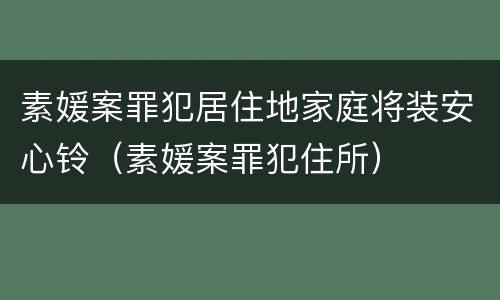 素媛案罪犯居住地家庭将装安心铃（素媛案罪犯住所）