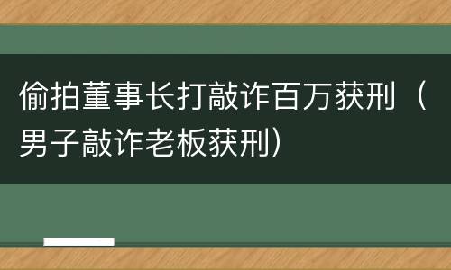 偷拍董事长打敲诈百万获刑（男子敲诈老板获刑）