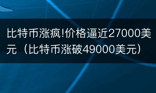 比特币涨疯!价格逼近27000美元（比特币涨破49000美元）