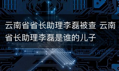 云南省省长助理李磊被查 云南省长助理李磊是谁的儿子