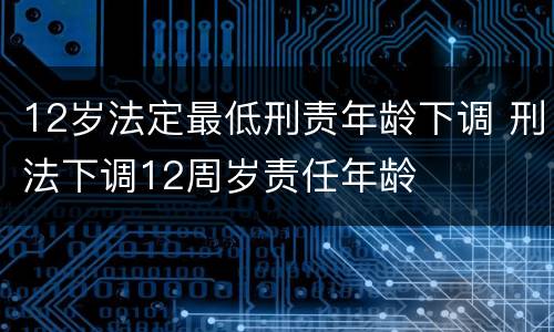 12岁法定最低刑责年龄下调 刑法下调12周岁责任年龄