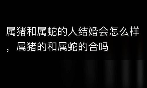 属猪和属蛇的人结婚会怎么样，属猪的和属蛇的合吗