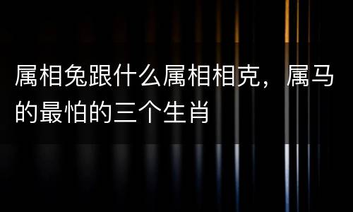 属相兔跟什么属相相克，属马的最怕的三个生肖