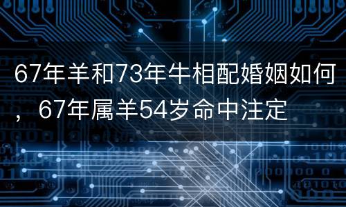 67年羊和73年牛相配婚姻如何，67年属羊54岁命中注定