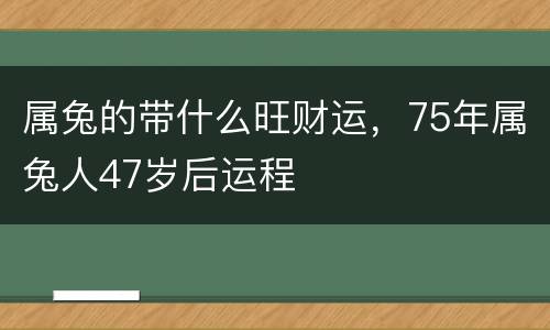 属兔的带什么旺财运，75年属兔人47岁后运程