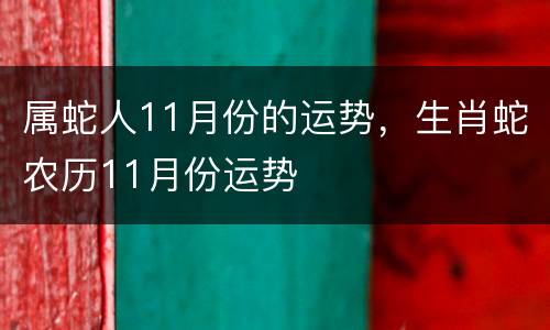 属蛇人11月份的运势，生肖蛇农历11月份运势