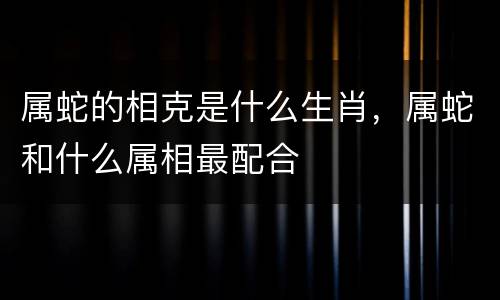 属蛇的相克是什么生肖，属蛇和什么属相最配合