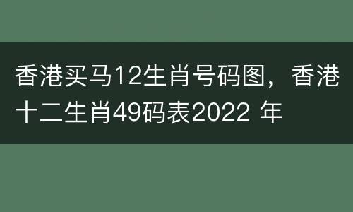 香港买马12生肖号码图，香港十二生肖49码表2022 年