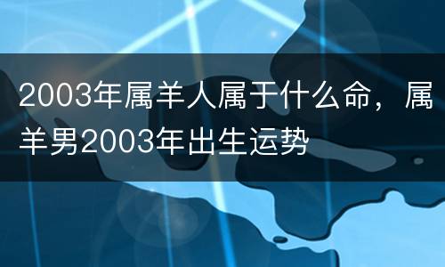 2003年属羊人属于什么命，属羊男2003年出生运势