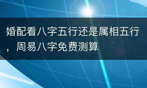 婚配看八字五行还是属相五行，周易八字免费测算