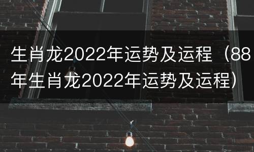 生肖龙2022年运势及运程（88年生肖龙2022年运势及运程）