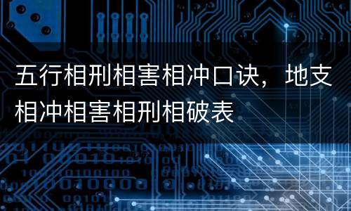 五行相刑相害相冲口诀，地支相冲相害相刑相破表