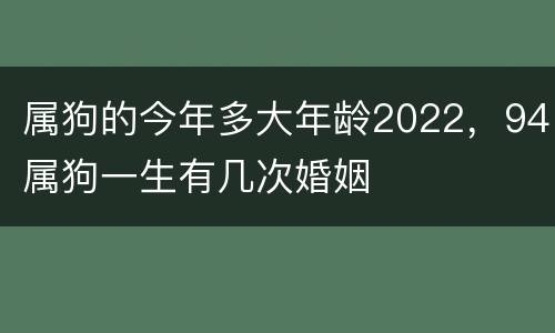 属狗的今年多大年龄2022，94属狗一生有几次婚姻