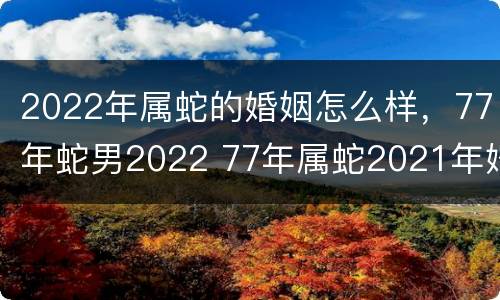 2022年属蛇的婚姻怎么样，77年蛇男2022 77年属蛇2021年婚姻