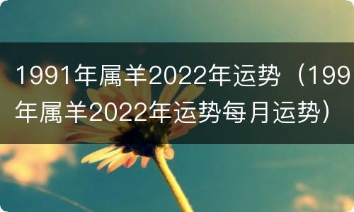 1991年属羊2022年运势（1991年属羊2022年运势每月运势）