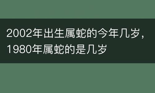 2002年出生属蛇的今年几岁，1980年属蛇的是几岁