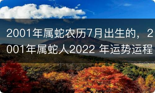 2001年属蛇农历7月出生的，2001年属蛇人2022 年运势运程