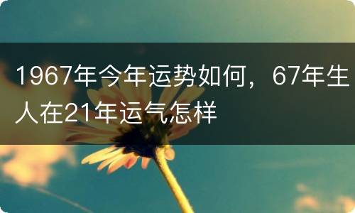 1967年今年运势如何，67年生人在21年运气怎样