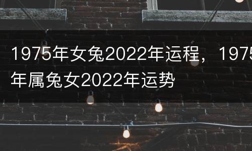 1975年女兔2022年运程，1975年属兔女2022年运势