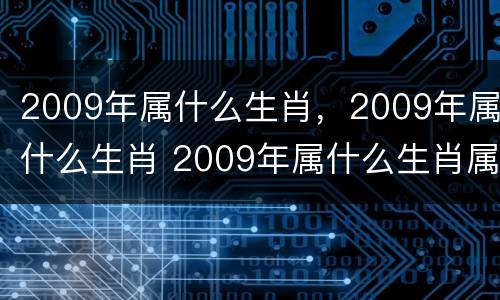 2009年属什么生肖，2009年属什么生肖 2009年属什么生肖属相