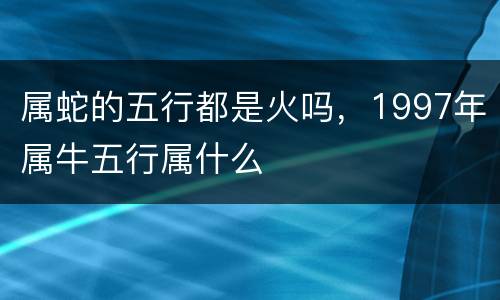 属蛇的五行都是火吗，1997年属牛五行属什么