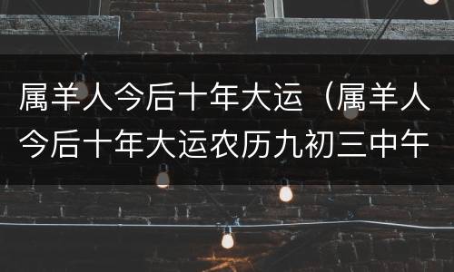 属羊人今后十年大运（属羊人今后十年大运农历九初三中午2点左右命运好吗）