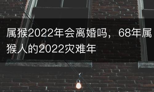 属猴2022年会离婚吗，68年属猴人的2022灾难年