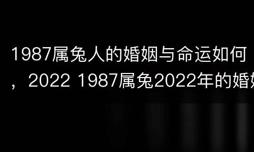 1987属兔人的婚姻与命运如何，2022 1987属兔2022年的婚姻如何