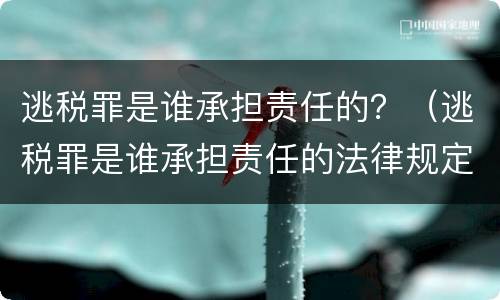 逃税罪是谁承担责任的？（逃税罪是谁承担责任的法律规定）