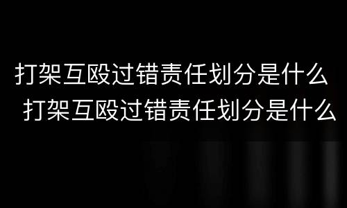 打架互殴过错责任划分是什么 打架互殴过错责任划分是什么意思